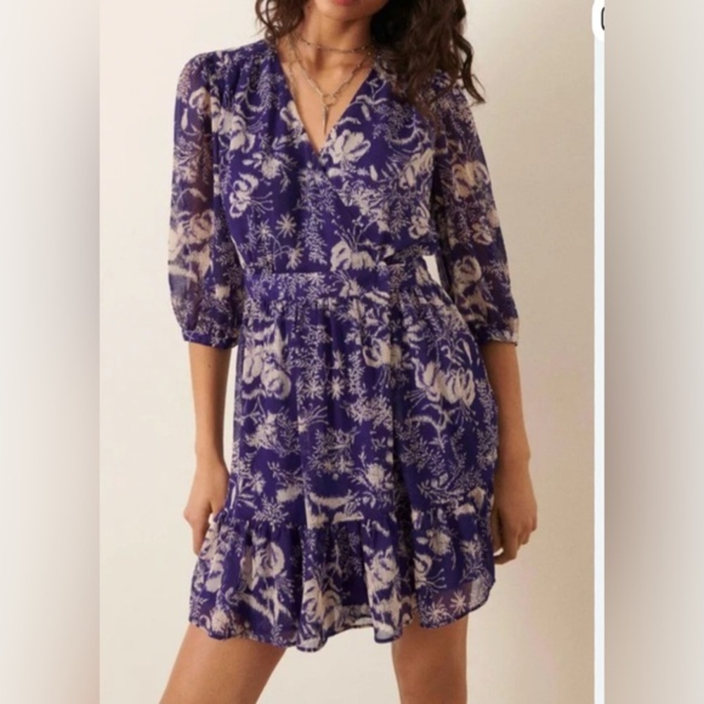 Ba&sh Ulia Floral Print Mini Wrap Dress L